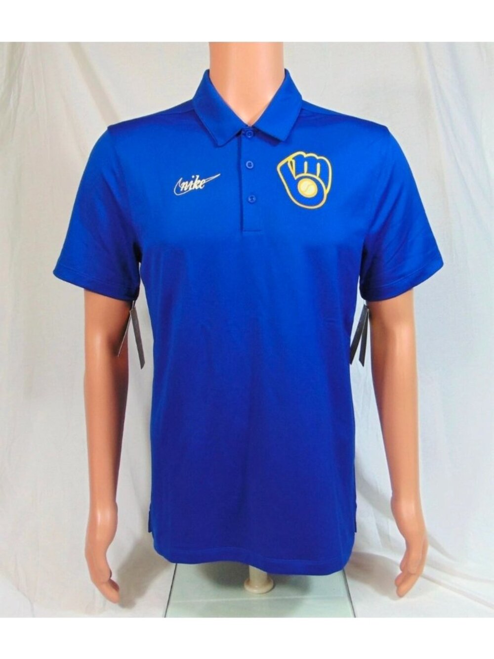 Nike Polo Nike Standard Fit Milwaukee Brewers Men Large Blue Yellow 072026